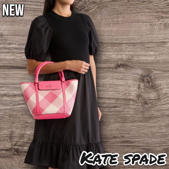 New NWT Kate Spade New York woven plaid tote bag - Picture 2 of 8